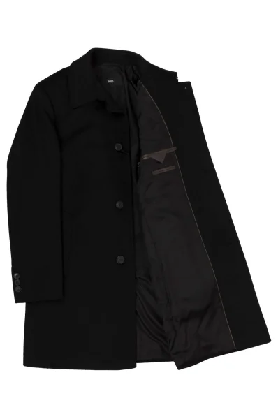 Wełniany płaszcz Task2 BOSS BLACK czarny
