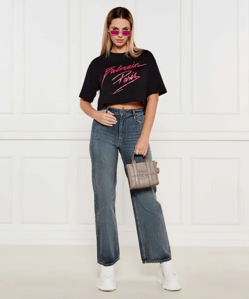 Футболка Balmain | чорний Cropped Fit EF0EE020 BD01