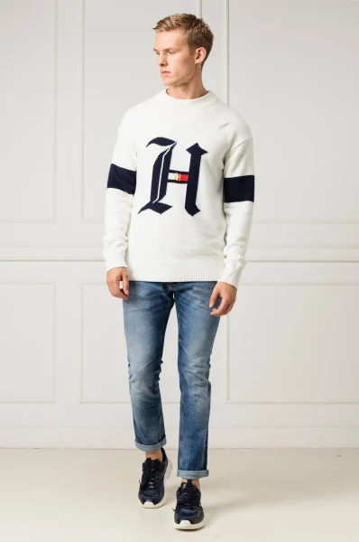 Sweater Lewis Hamilton Graphic | Oversize fit | with addition of wool and cashmere Tommy Hilfiger white