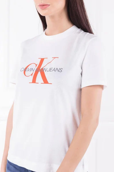 T-shirt SATIN MONOGRAM RELAX | Regular Fit CALVIN KLEIN JEANS biały