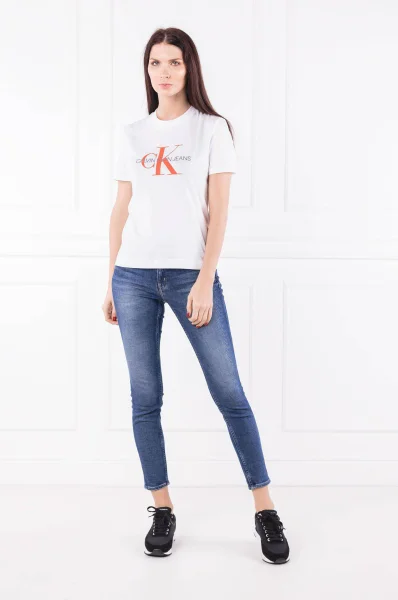 T-shirt SATIN MONOGRAM RELAX | Regular Fit CALVIN KLEIN JEANS white