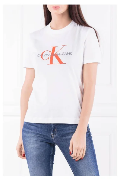 T-shirt SATIN MONOGRAM RELAX | Regular Fit CALVIN KLEIN JEANS white
