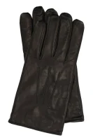 Skórzane rękawiczki Emporio Armani czarny