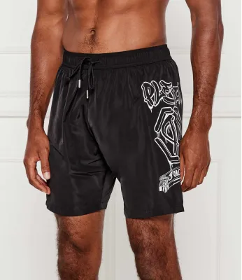 Szorty kąpielowe Graffiti Philipp Plein | Czarny Regular Fit PB25MBL01
