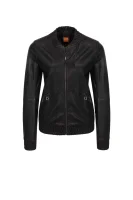Leather jacket Jafani BOSS ORANGE black