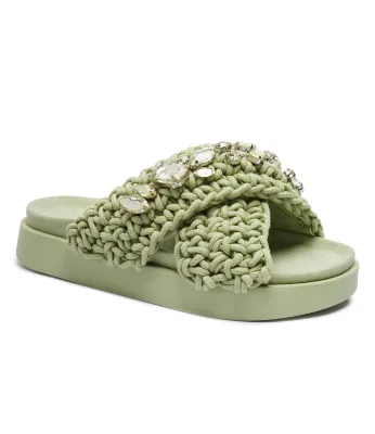 Klapki WOVEN STONES INUIKII | Pistacjowy z dodatkiem skóry 1004.003.0071