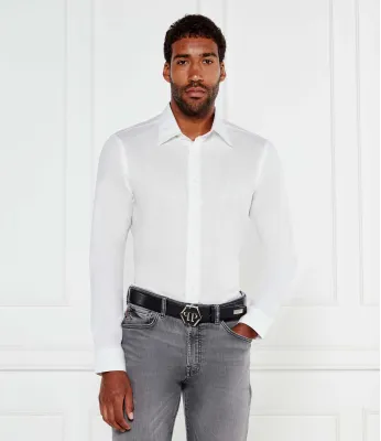 Shirt Herringbone Philipp Plein | White Regular Fit MRP2497 PTE003N