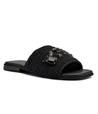 Klapki WOVEN STRAP STONES INUIKII | Czarny z dodatkiem skóry 1004.003.0601