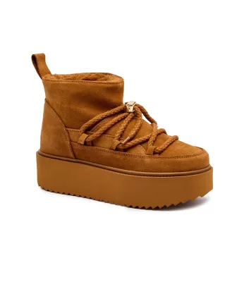 Skórzane śniegowce CLASSIC LOW PLATFORM INUIKII | Brązowy 1001.006.0012