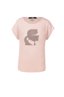 T-shirt Rhinestone Head Karl Lagerfeld pudrowy róż