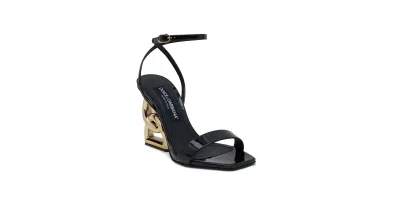 Skórzane sandały na słupku Dolce & Gabbana | kolor Czarny