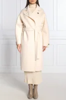 Wełniany płaszcz Elisabetta Franchi kremowy