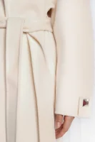 Wełniany płaszcz Elisabetta Franchi kremowy