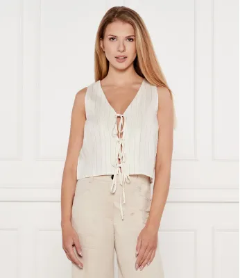 Kamizelka ISOLANA | Relaxed fit | z dodatkiem lnu