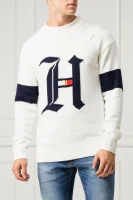 Sweter Lewis Hamilton Graphic | Oversize fit | z dodatkiem wełny i kaszmiru Tommy Hilfiger biały