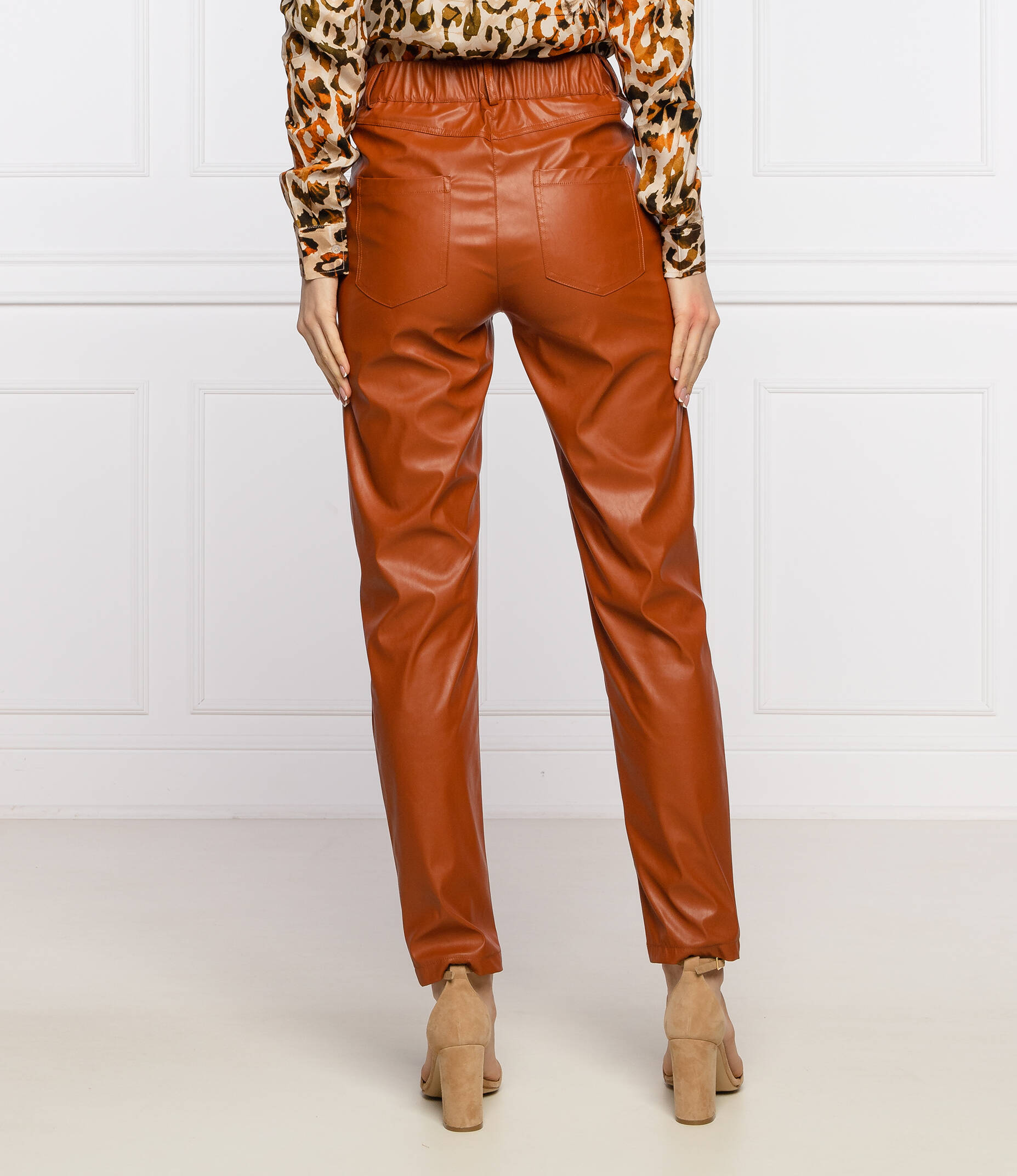 Leather trousers STEEVAL | Slim Fit Silvian Heach | Brown | Gomez.pl/en