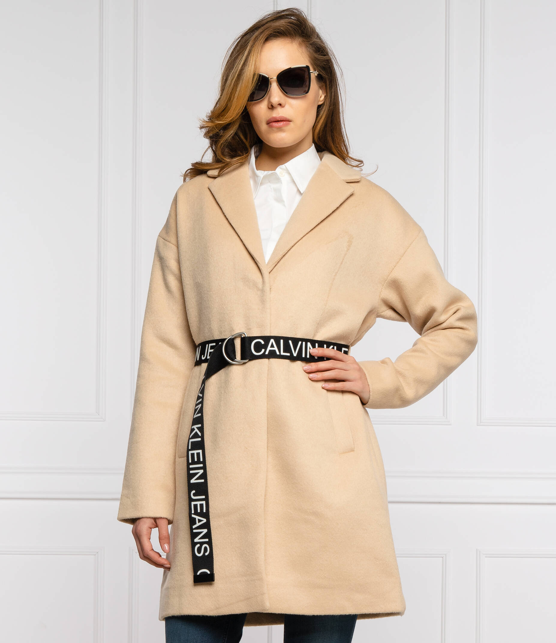 Calvin klein beige coat hotsell