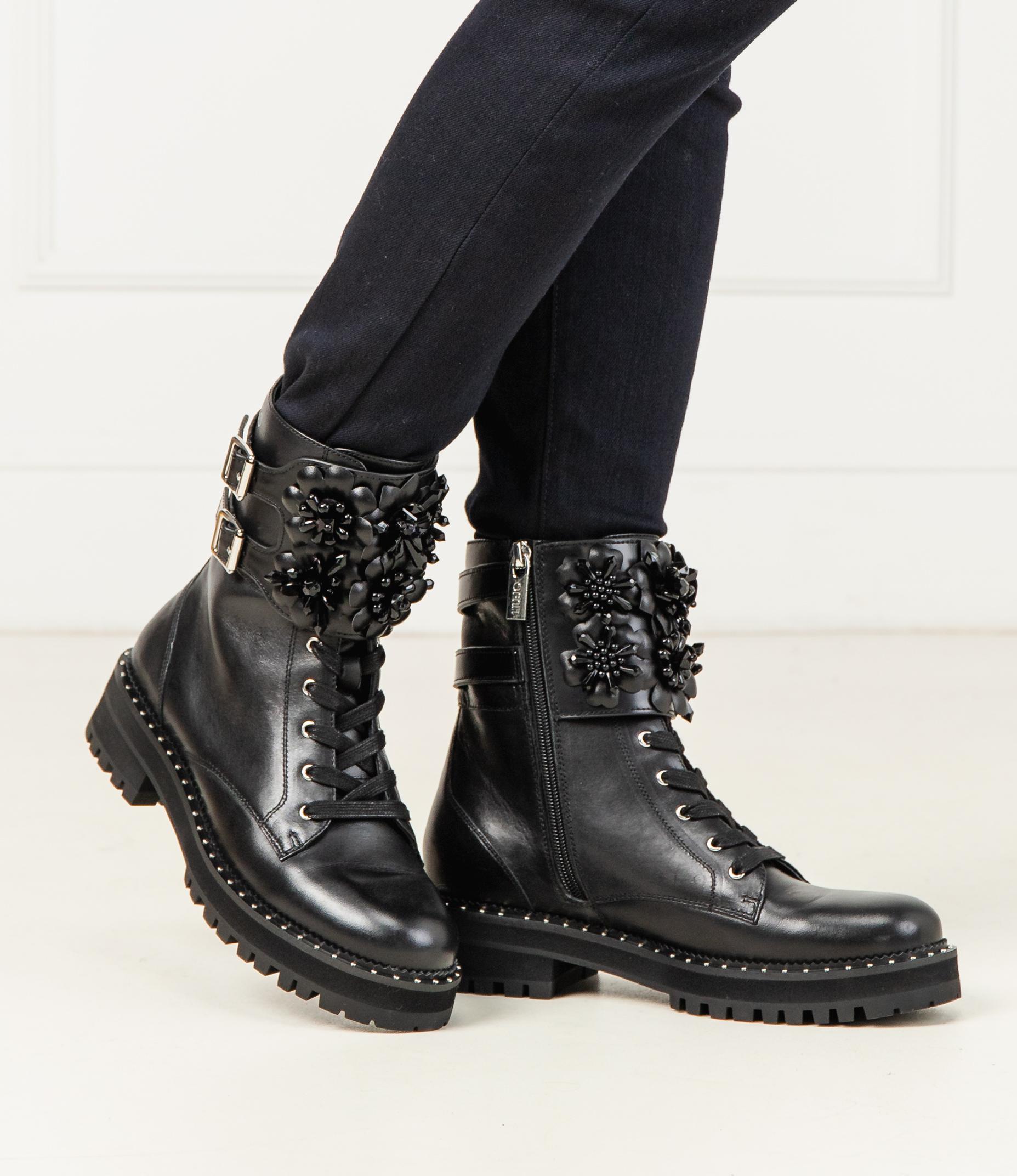 Leather ankle boots PINK 6 Liu Jo | Black | Gomez.pl/en