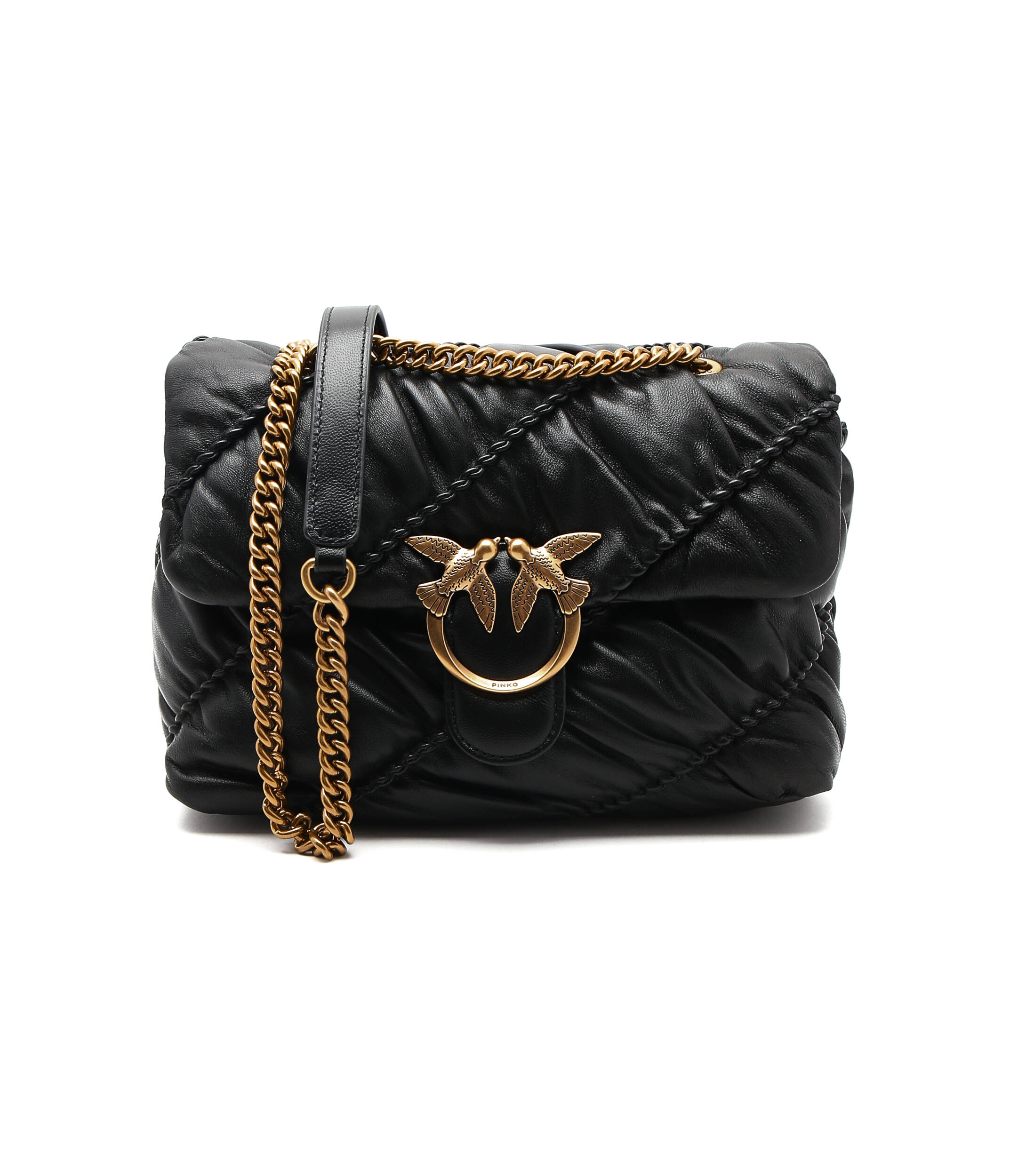 Leather shoulder bag LOVE CLASSIC PUFF RUFFLE 1 CL Pinko | Black ...