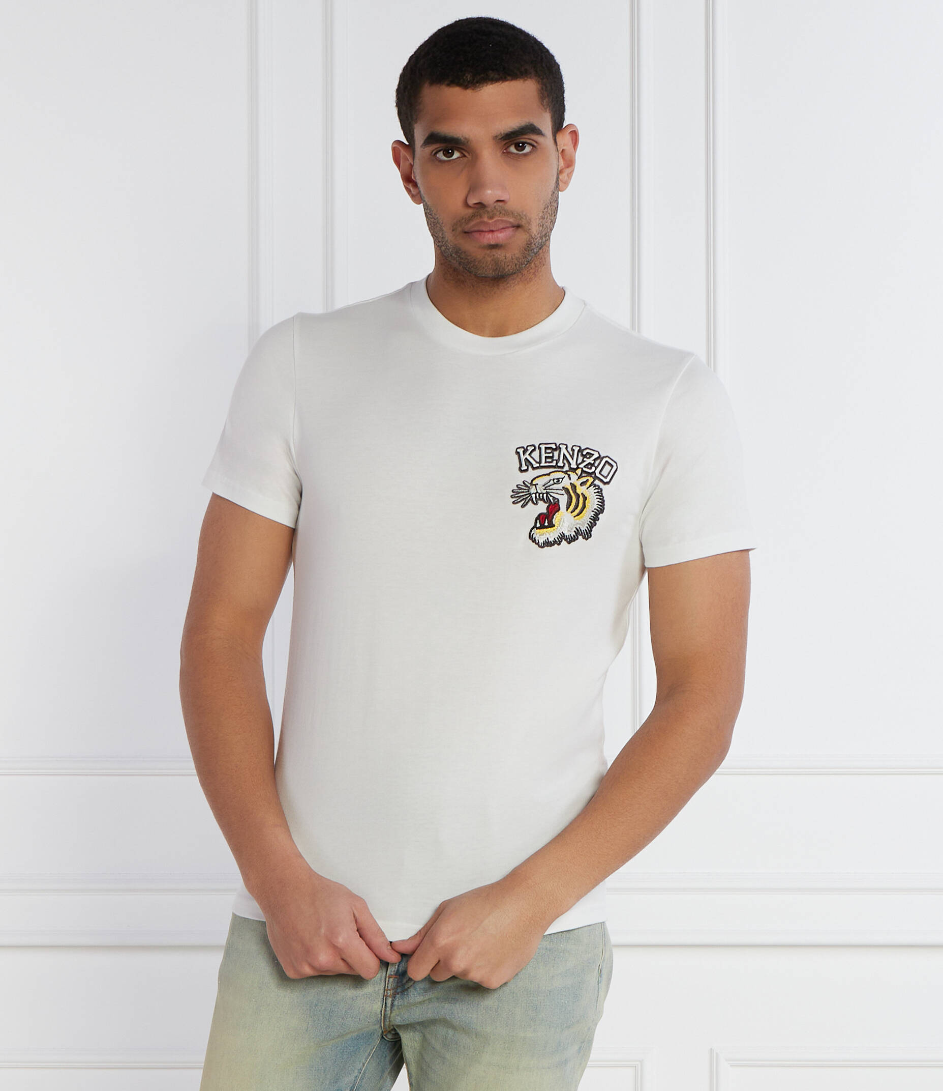 ★KENZO★ Kenzo Weave Slim Short Sleeve T-Shirt Off White FF Short Sleeve T-Shirt in Off White – SVRN