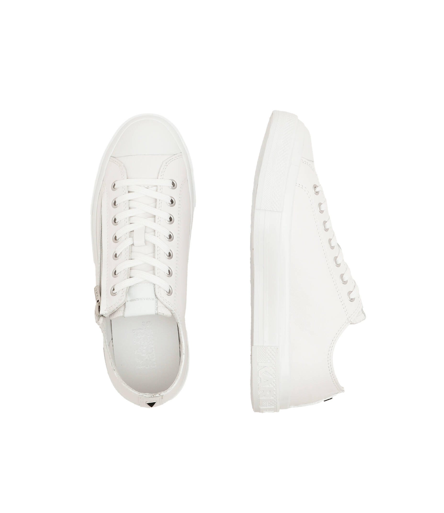 Leather sneakers KAMPUS III Front Zip Karl Lagerfeld | White | Gomez.pl/en