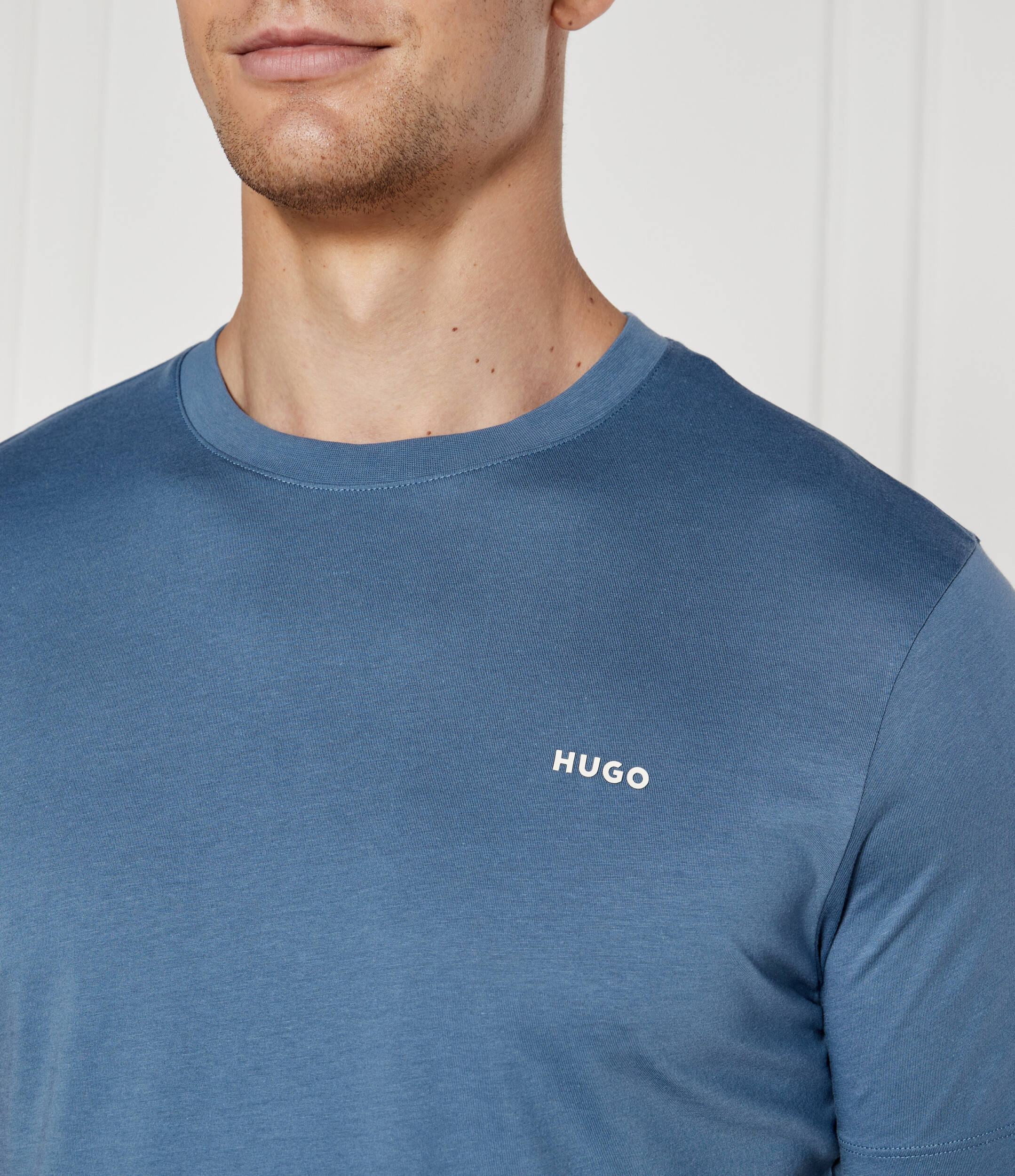 Tシャツ・カットソー HUGO Men T-shirt Blue 50466158 405 BOSS - Kids' T-shirt in cotton with all-over monogram print