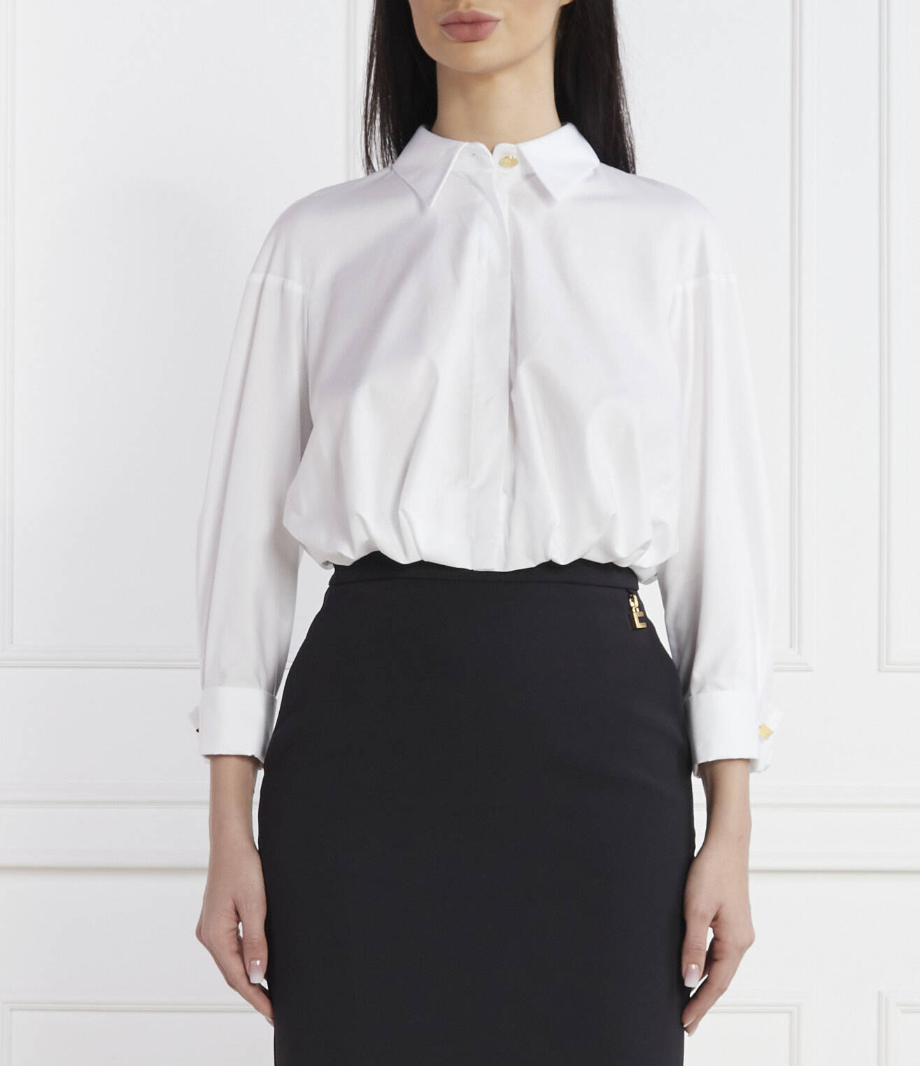 Shirt | Cropped Fit Elisabetta Franchi | White | Gomez.pl/en